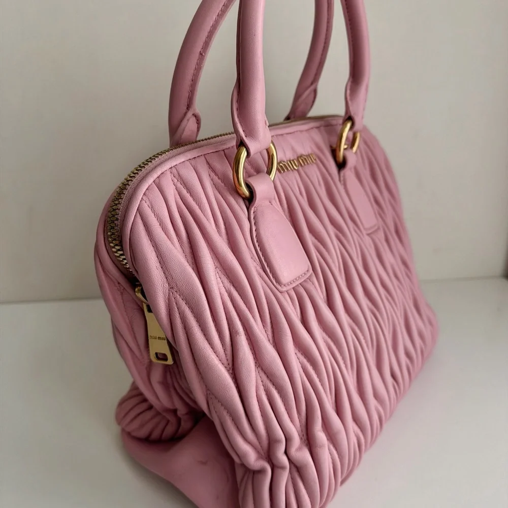 Authentic Miu Miu Matelasse Two-way Satchel Crossbody Handbag - Picture 12 of 16
